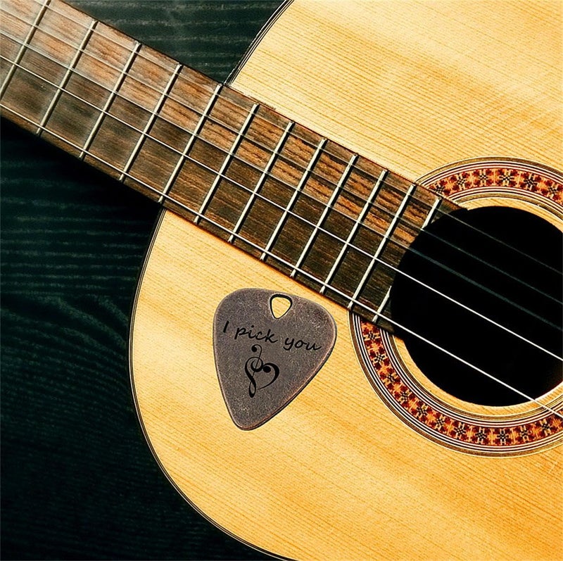 JUPPE Birthday Gifts For Husband or Wife, Bronze Metal Guitar Picks & Bass Picks, I Pick You Guitar Pick Music Gifts For Him Her Boyfriend Girlfriend (I Pick You) - Image 4